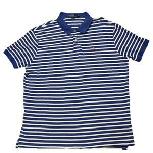 Polo Ralph Lauren Blue White Stripe Knit Polo Shirt XXL Orange Horse